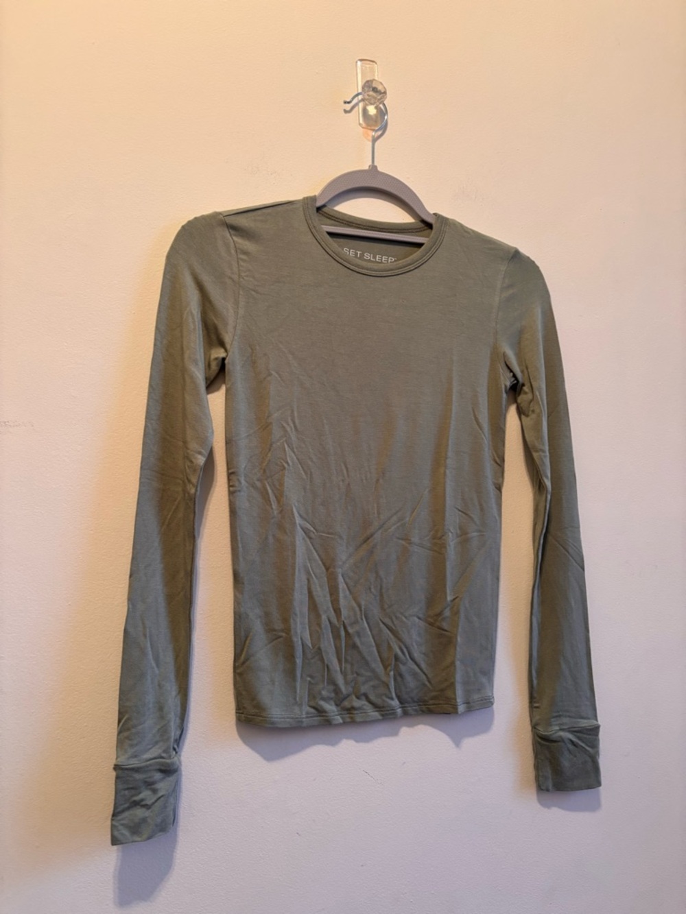 SET Active Long Sleeve Crewneck Top in Olive Green